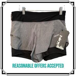 NWT Hind Running Shorts Gray Black Layered Size Small